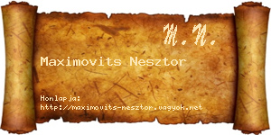 Maximovits Nesztor névjegykártya